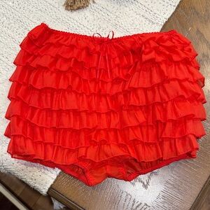 Red Ruffled Women's Skorts